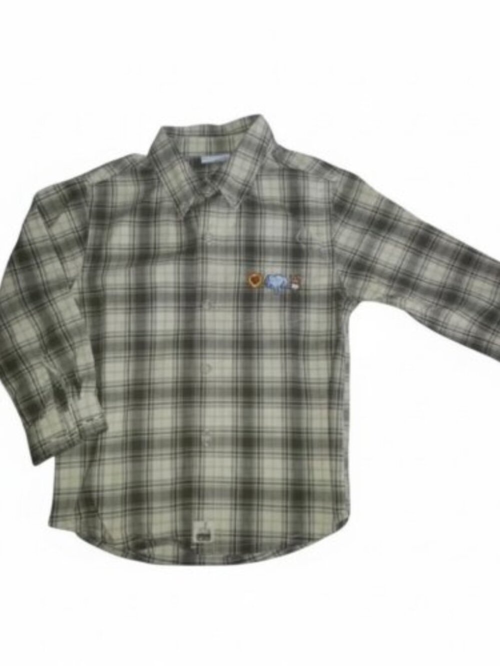 KRU Yellow Plaid Safari Animals Long Sleeved Shirt Boys Size 4T